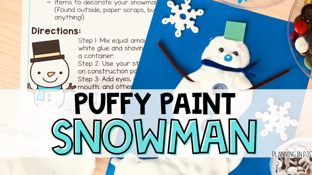 Puffy Paint Snowman using only 2 ingredients - shaving cream and white glue!