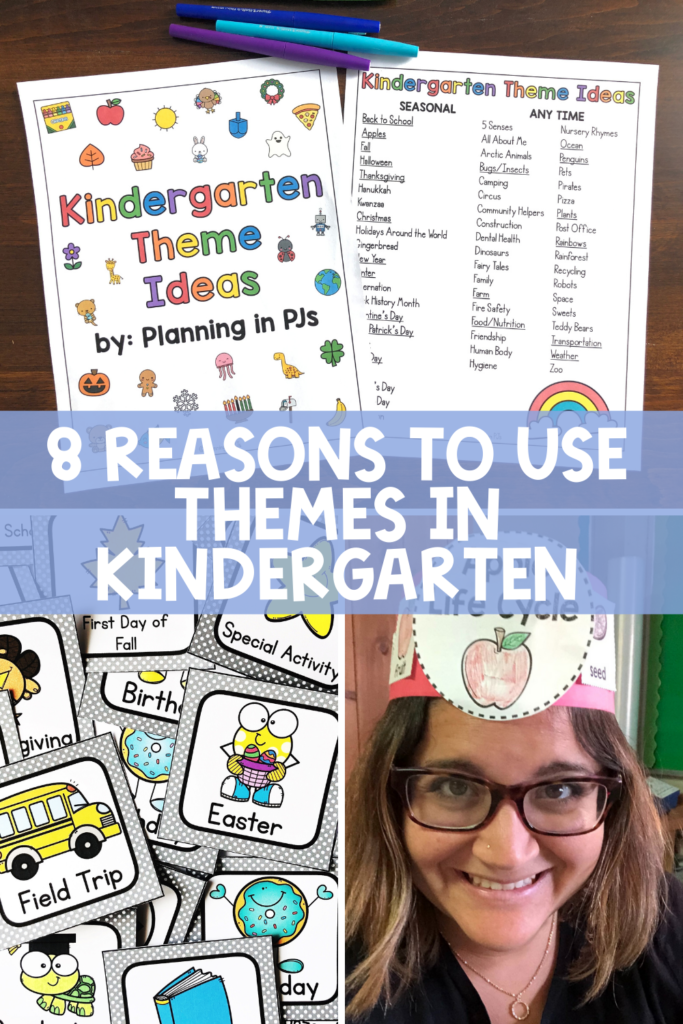Wondering if you should use themes in your kindergarten classroom? There are many reasons why themes are useful! Themes make planning easier. They also make learning more meaningful for students, since they help make connections with their own lives. You can repeat concepts and they feel new again, and you can use themes to tie different subjects together. Themes help to teach about the passing of time, when we use seasons and holidays. They’re fun, and support student interests!