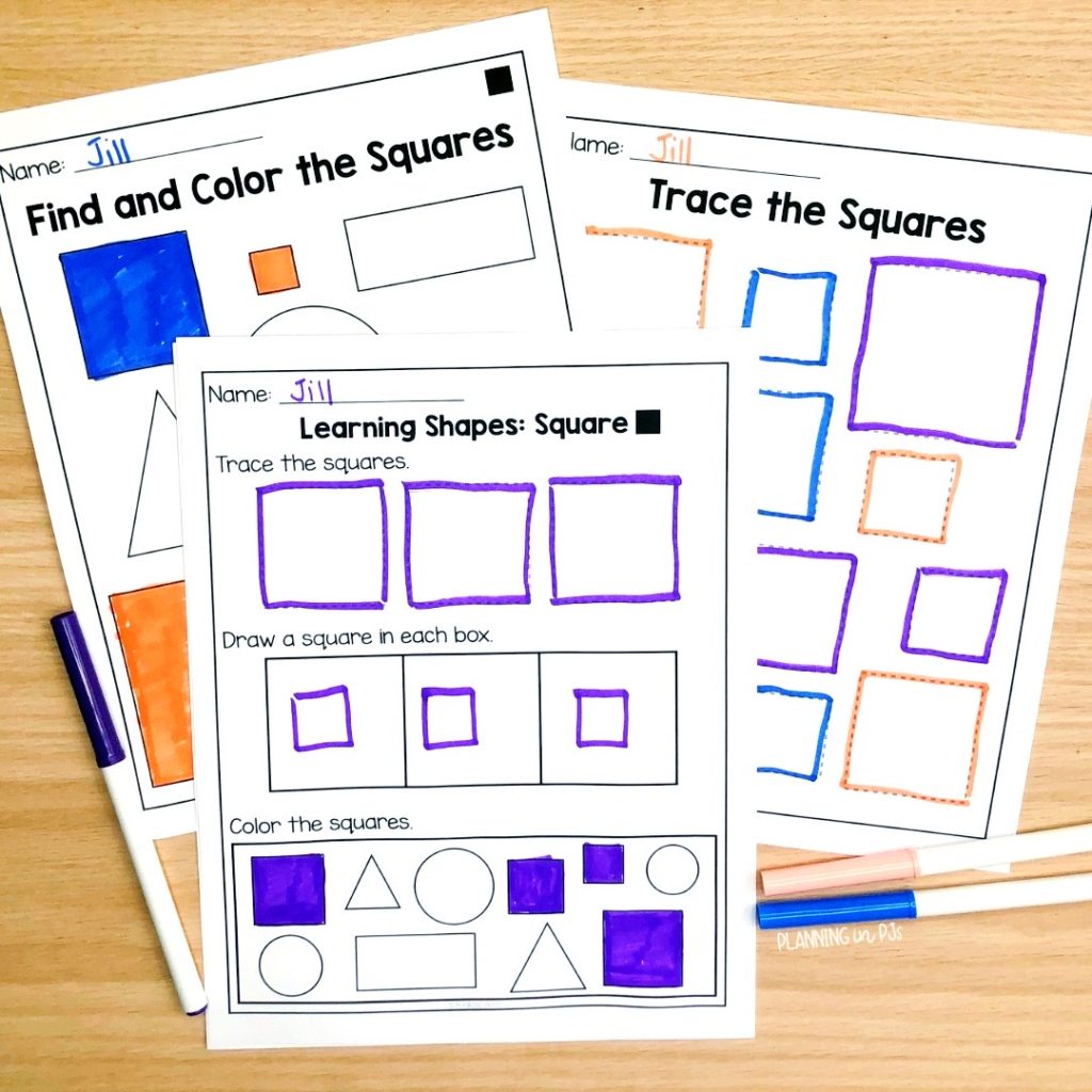 Shapes worksheets all about squares